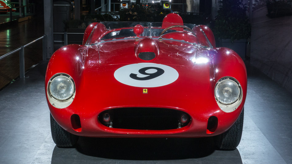 Antique Ferrari sports car used in Le Mans 24-hour race