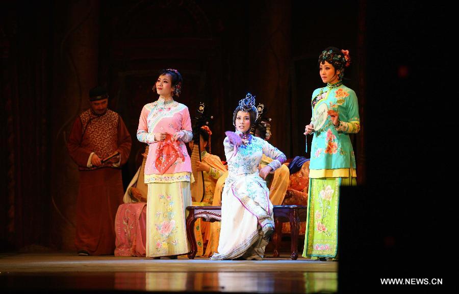 Actress Liu Xiaoqing performs stage drama