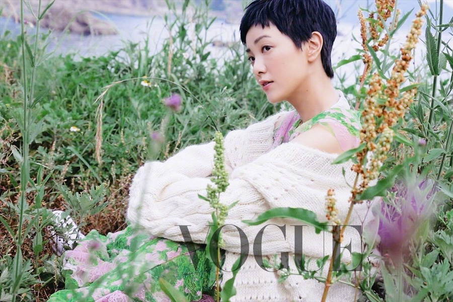 Chinese actress Amber Kuo poses for fashion magazine