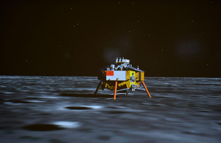 Illustration: Chang'e-3 soft-lands on moon