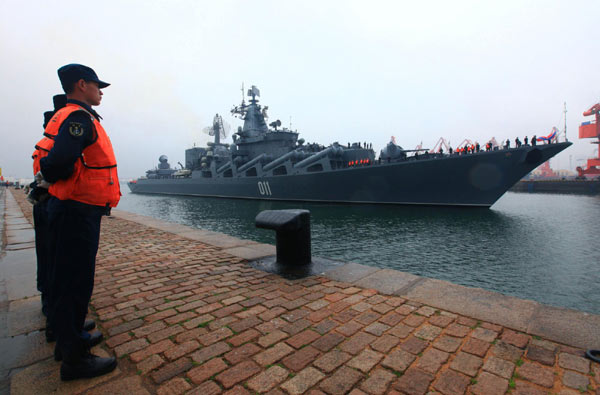 Russian naval flagship arrives in China for joint exercise