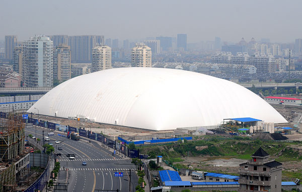 Tent set up over polluted soil to mask foul smell