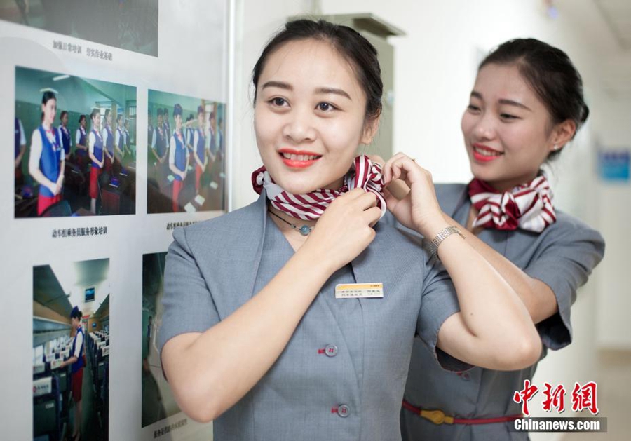 New train attendant uniforms trialed in Nanning