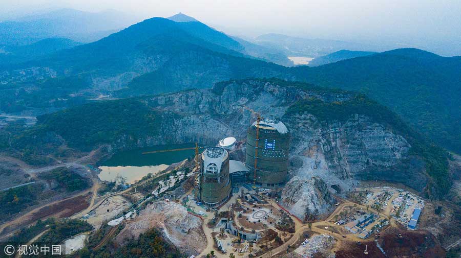 An 'alien base' hotel being built in Nanjing