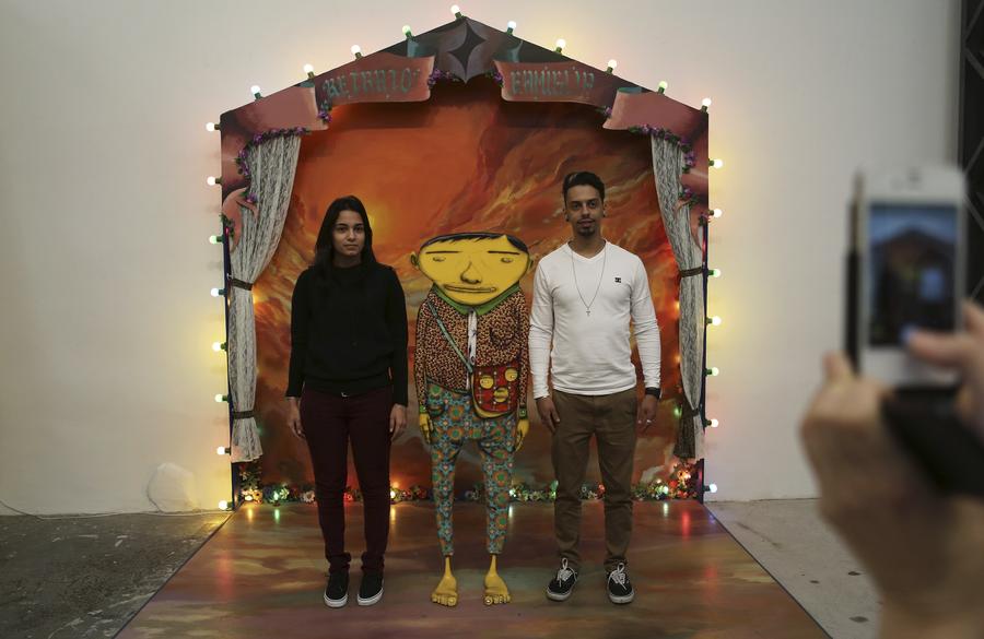 Twin artists 'Os Gemeos' hold exhibition in Sao Paulo