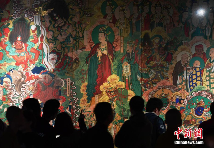 Restored frescos of Pilu Temple on display in North China