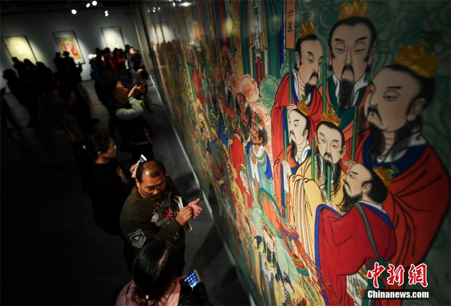 Restored frescos of Pilu Temple on display in North China