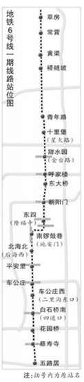 北京地鐵6號(hào)線15號(hào)線一期規(guī)劃公布(組圖)