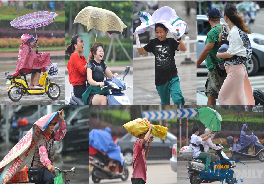 臺(tái)風(fēng)“百合”逼近海南 瓊海市民躲雨避風(fēng)各有高招