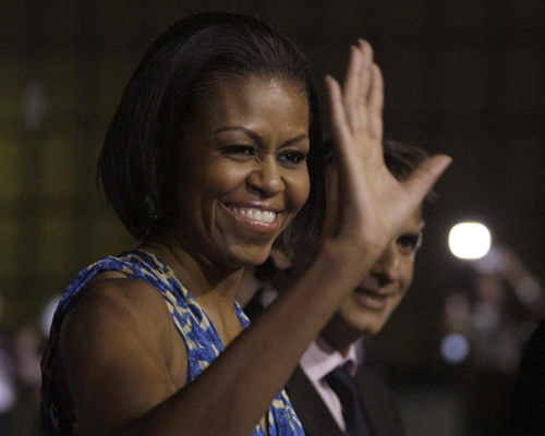 Michelle Obama arrives at Benito Juarez International Airport in Mexico City