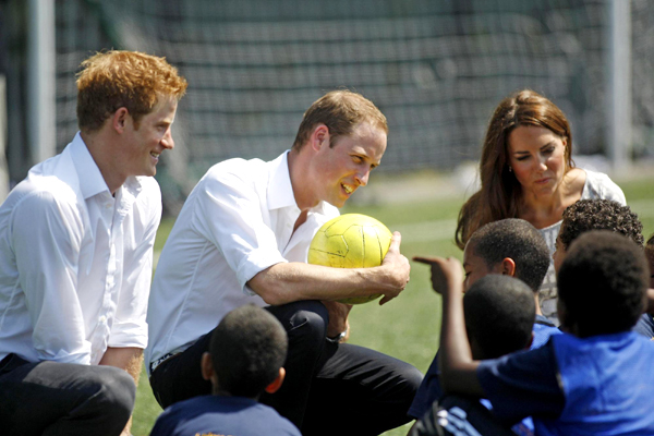 Prince William tries out his football skills