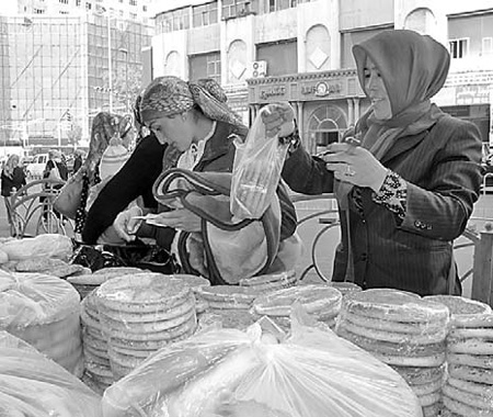 Uygur breads on the barbecue