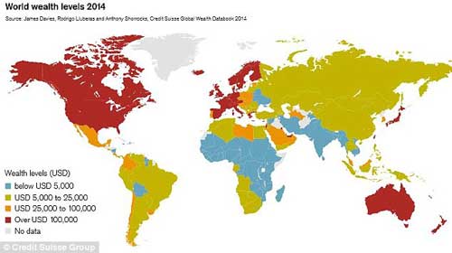 2014全球財(cái)富報告：10%的人掌握87%財(cái)富