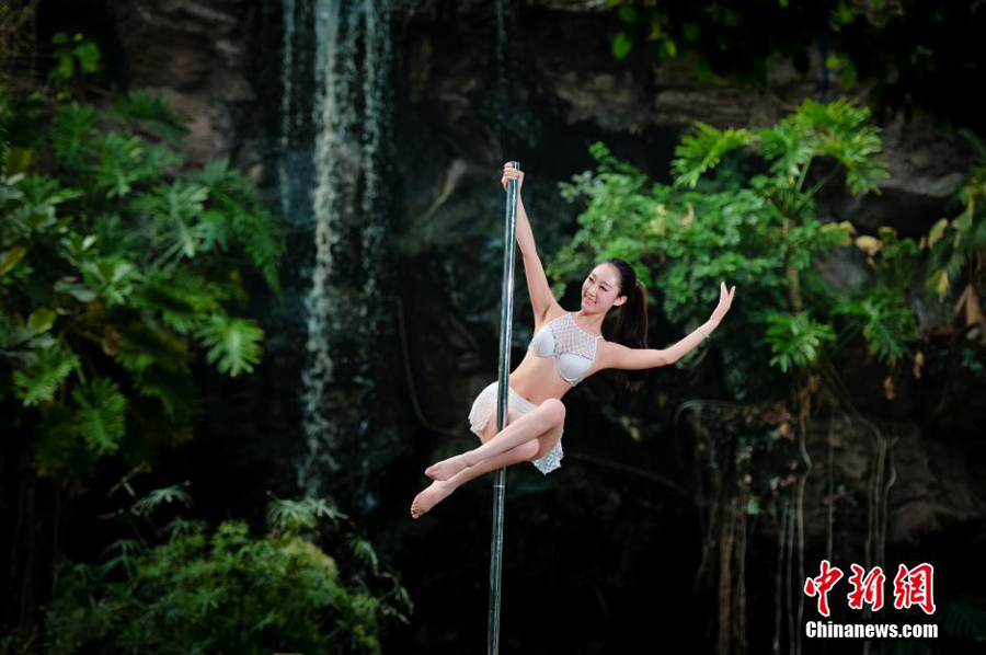 New member of National Pole Dance Team in practice