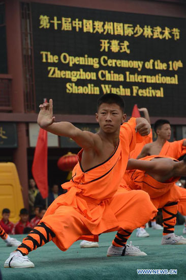 10th Zhengzhou Int'l Shaolin Wushu Festival kicks off in Dengfeng