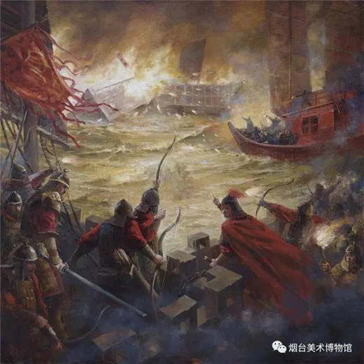 Painting exhibition of naval battles fires up Yantai