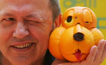 Fruit sculpture show in Hong Kong