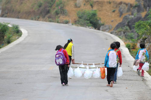 Students receive donated water