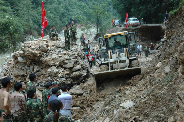 Clean-up in rain-battered town