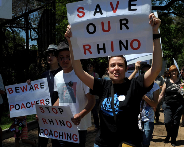 Protest against rhino poaching