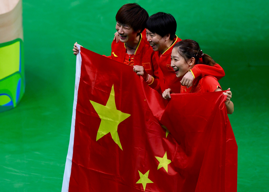 China's women's table tennis team sweeps third back-to-back gold