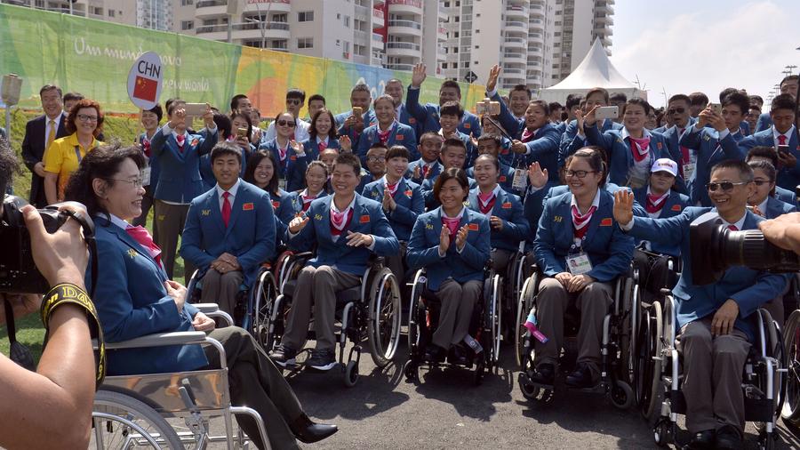 Chinese Paralympic delegates attend flag-raising ceremony