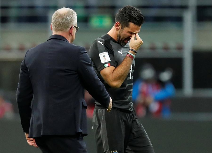 Buffon bids teary farewell as misfiring Italy fail to reach World Cup for the first time in 60 years