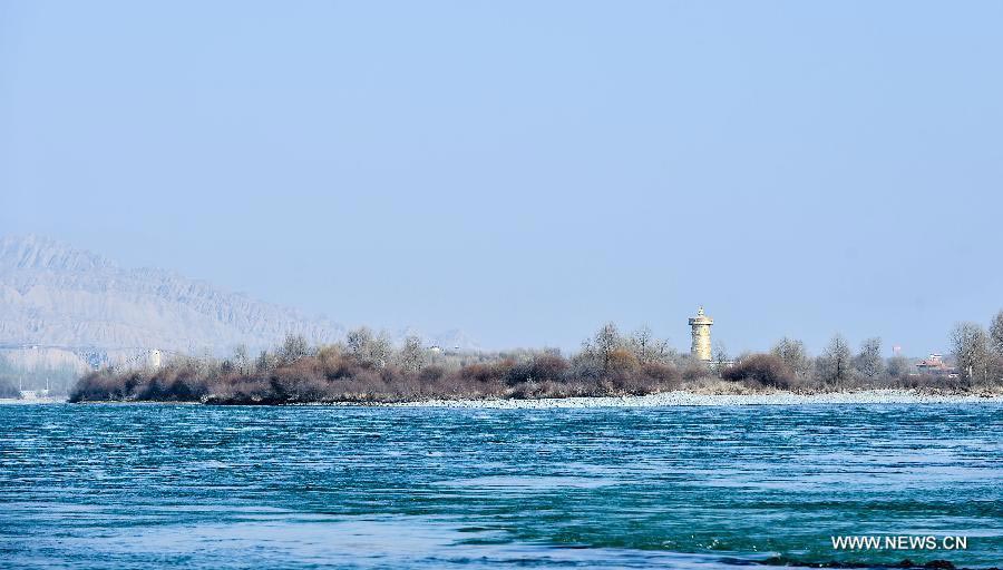 Beautiful winter scenery of Yellow River in NW China