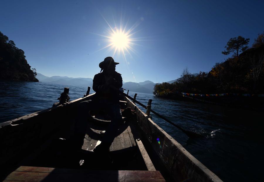 Winter scenery of Lugu Lake,Yunnan province