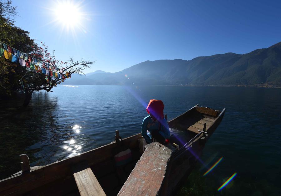 Winter scenery of Lugu Lake,Yunnan province