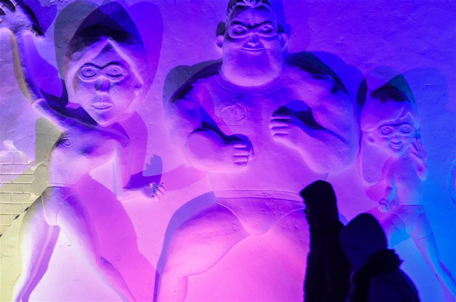 Snow sculptures seen on Changbai Mountain