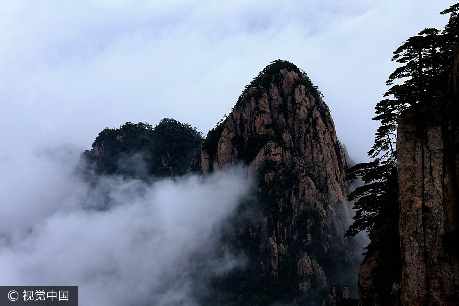 Spectacular sea of clouds at Huangshan Mountain