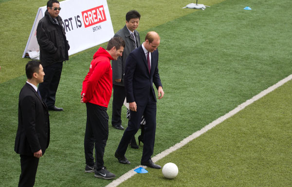 Prince William visits Premier League training camp in Shanghai