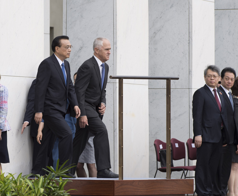 Premier Li attends welcoming ceremony in Canberra