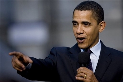 Democratic president hopeful Sen. Barack Obama, D-Ill., makes remarks during a campaign stop at a Gamesa plant, Tuesday, March 11, 2008, in Fairless Hills, Pa. Barack Obama seized the lead in the Mississippi primary Tuesday. [Agencies]