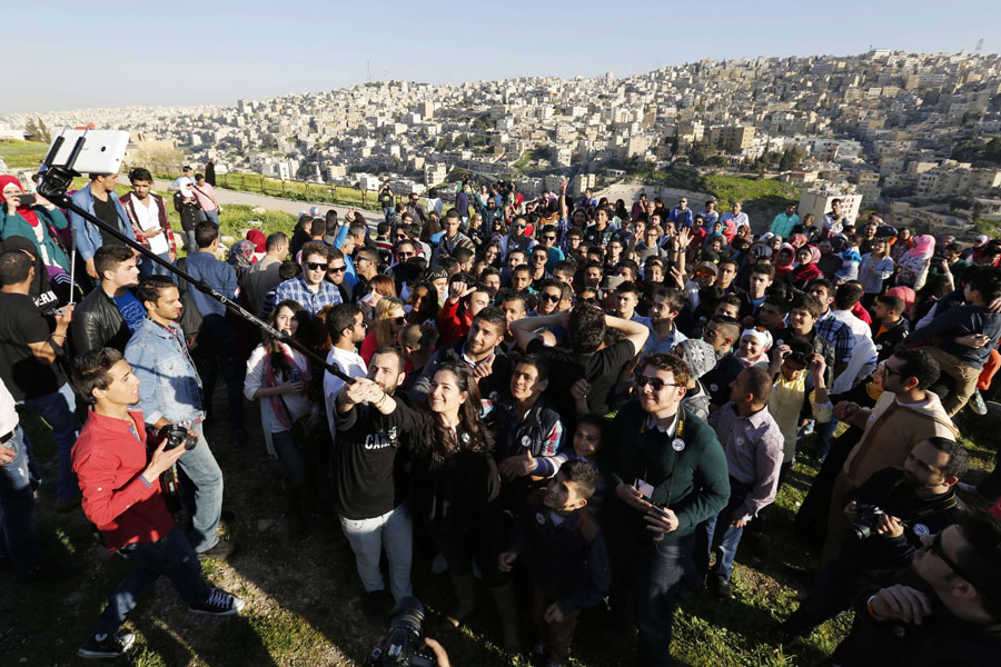 Smile, you're part of a giant 'selfie' record attempt