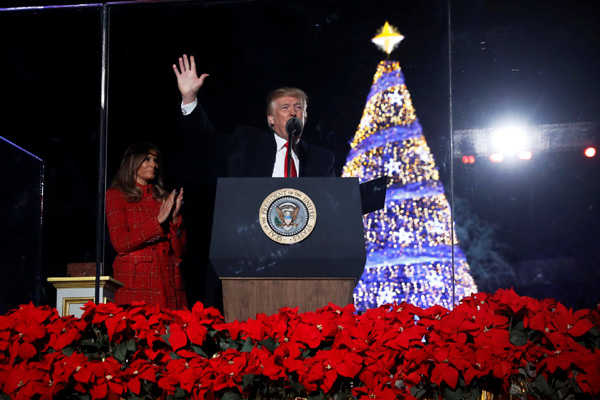 The Trumps participate in the National Christmas Tree lighting ceremony